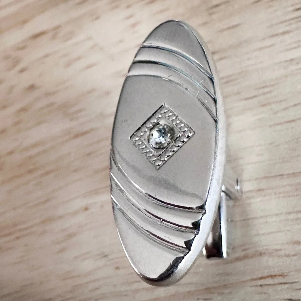 Vintage MCM Foster Silver Cuff Links + Unsigned Matching Oval Pair Set‎